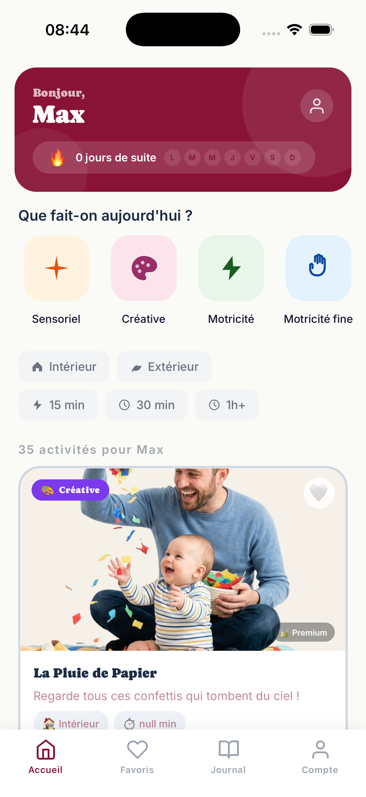 Aperçu de l'application Famiko